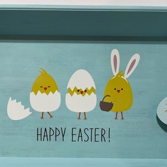 Easter Wooden Serving Tray with Handles NWT - Picture 3 of 6